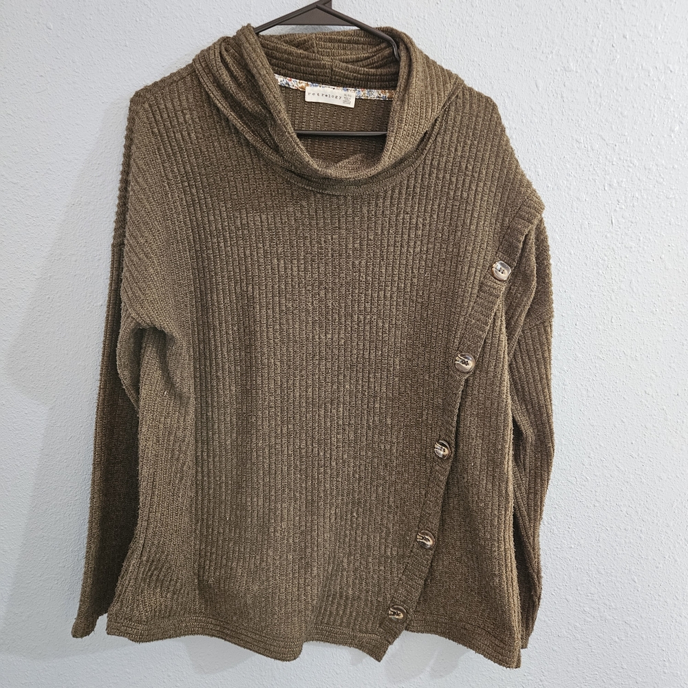 Retrology Cowl Neck Sweater Women's Size XL Dark Green